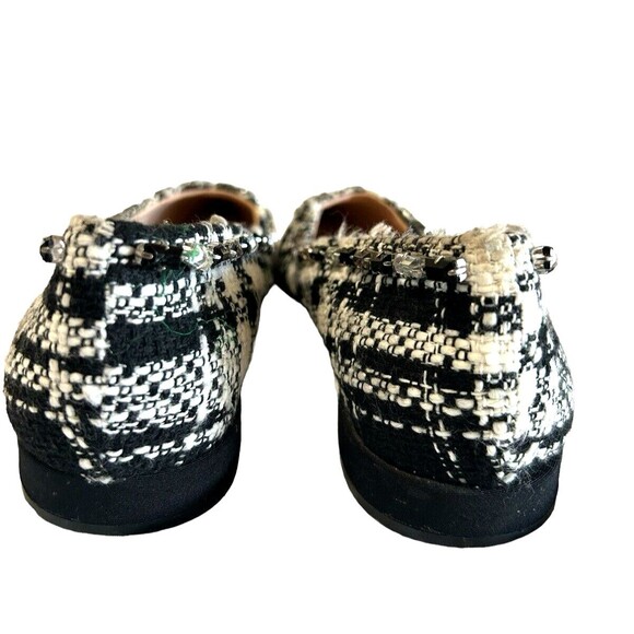 Zara Tweed Beaded Jeweled Fabric Black White Pointed Toe Flat Shoes EU38 - Picture 9 of 12